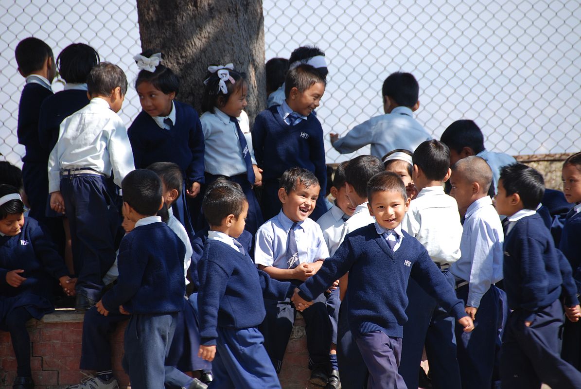 Kathmandu Valley 2 Kirtipur 10 School Children Visiting Bagh Bhairav Temple Some school children ran around the Bagh Bhairav Temple courtyard in Kirtipur near Kathmandu.